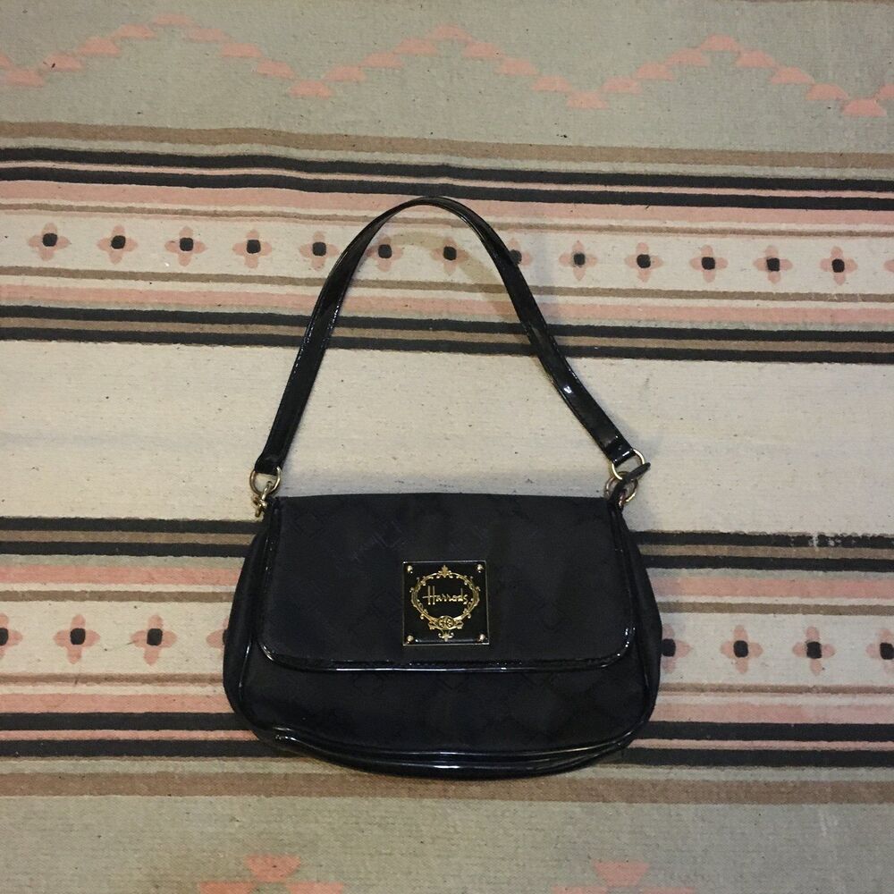 Harrod’s black shoulder purse shoulder bag GUC